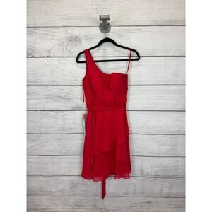 Mori Lee Women's Red One Shoulder Mini Formal Dress Size 8